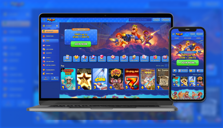 Homepage di Pistolo Casino con bonus di benvenuto 100% fino a 500€ e 200 giri gratis