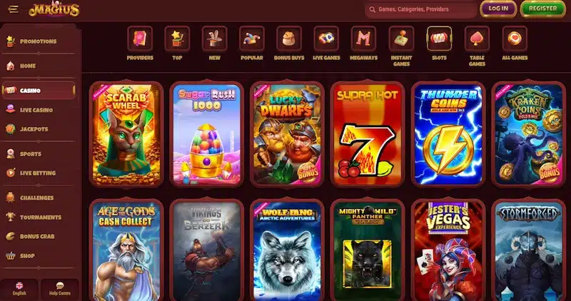 Pagina scommesse sportive di Magius Casino non ADM per l’Italia