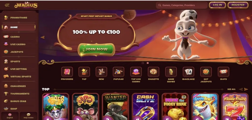 Libreria giochi Magius con slot, giochi da tavolo e casinò live