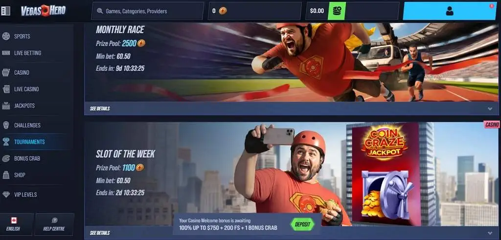 Pagina registrazione account su Vegas Hero Casino non ADM